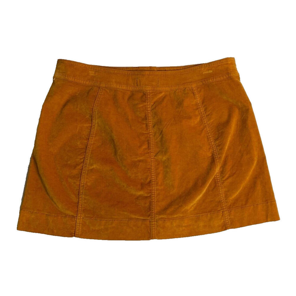 Madewell Velveteen A-Line Mini Skirt Snap Button Front Orange Rust Size 14 NWT - Picture 3 of 6